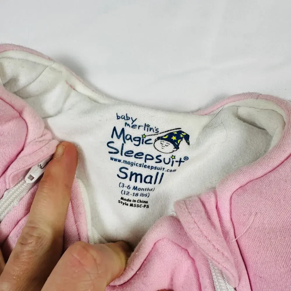 Baby Merlin's Magic Sleep Suit Pink 100% Cotton Very Thick Sz Small 3-6 mo